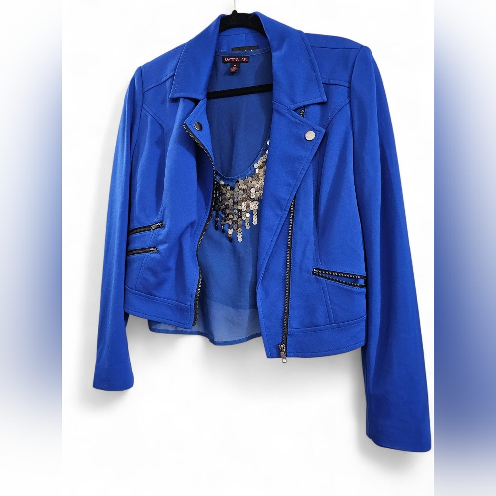 bebe Vibrant Blue Jacket And Material Girl Top Set